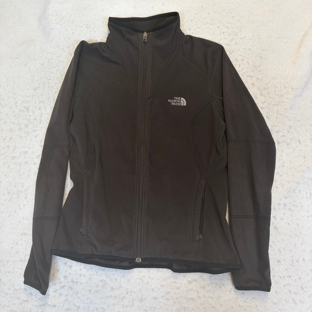 The North Face TKA 100 Fleece Jacket Womens Medium Black Full Zip Mock Neck AQ2S